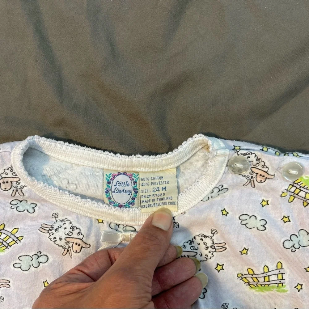 Vintage Little Lindsey Counting Sheep  and Gingham Lazy Daisies Onesies Size 24